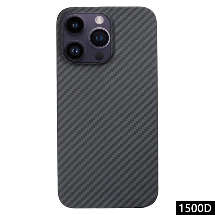 For iPhone 12 Pro Aramid Fiber Back Case 1500D Coarse Texture Protective Cover - Matte Black - 1