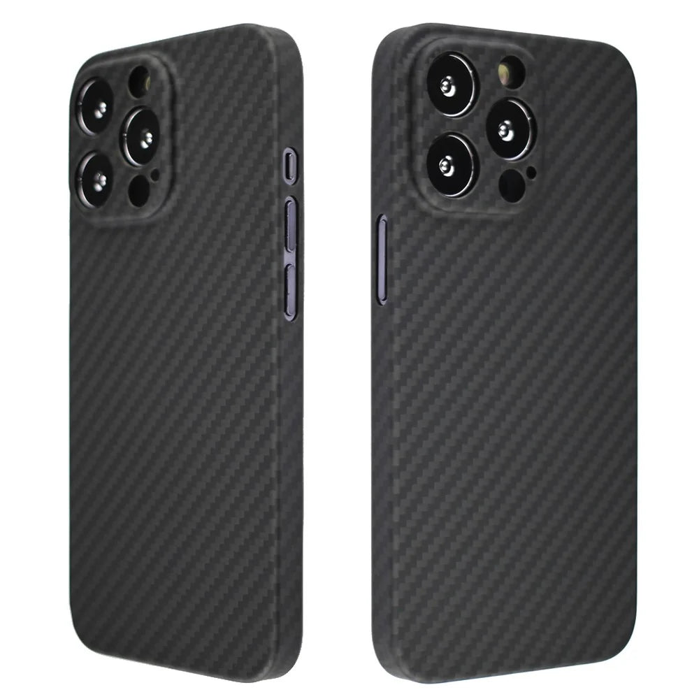 For iPhone 13 Pro Max Case Precise Cutout Aramid Fiber 1500D Coarse Texture Protective Cover - Matte Black - 2