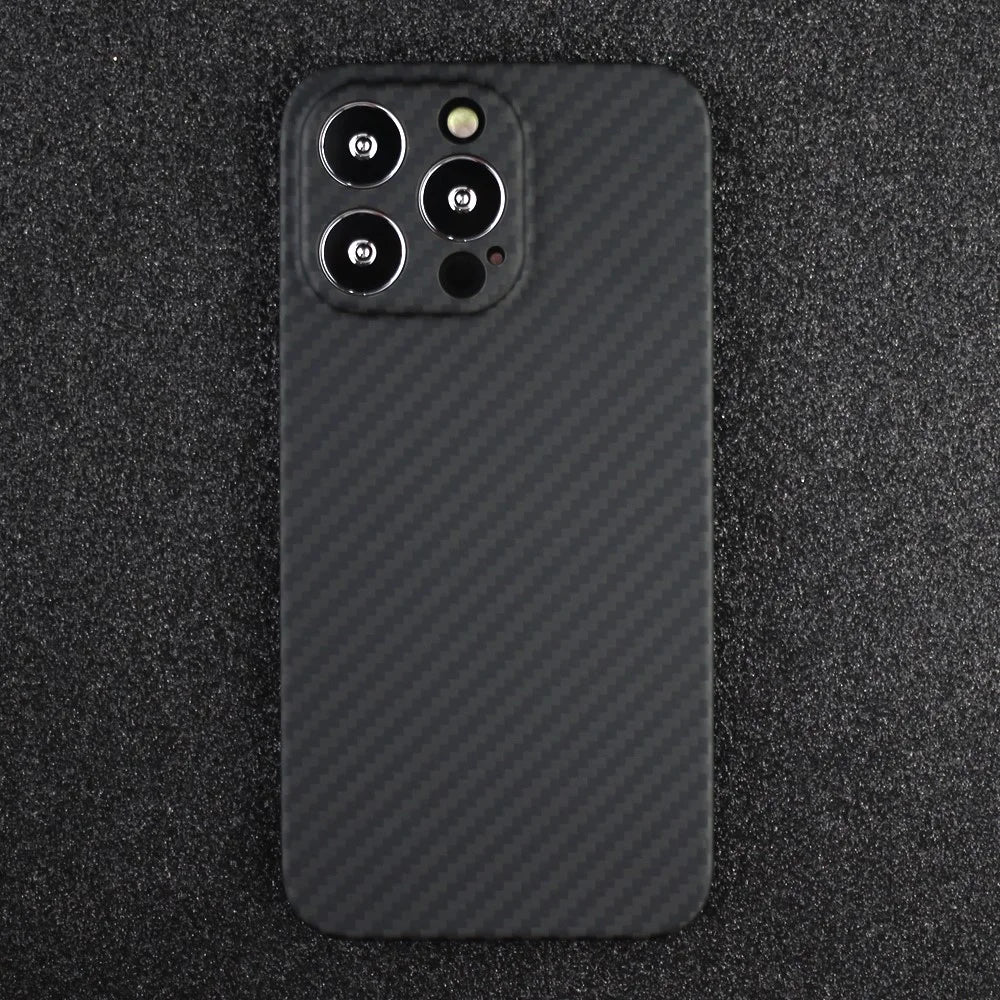 For iPhone 12 Pro Case Shockproof Aramid Fiber 1500D Coarse Texture Protective Phone Cover - Matte Black - 4