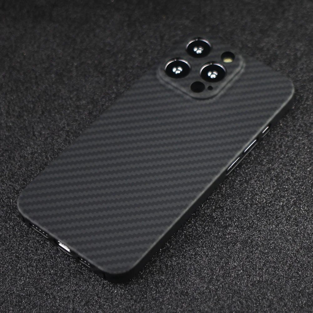For iPhone 12 Pro Case Shockproof Aramid Fiber 1500D Coarse Texture Protective Phone Cover - Matte Black - 5