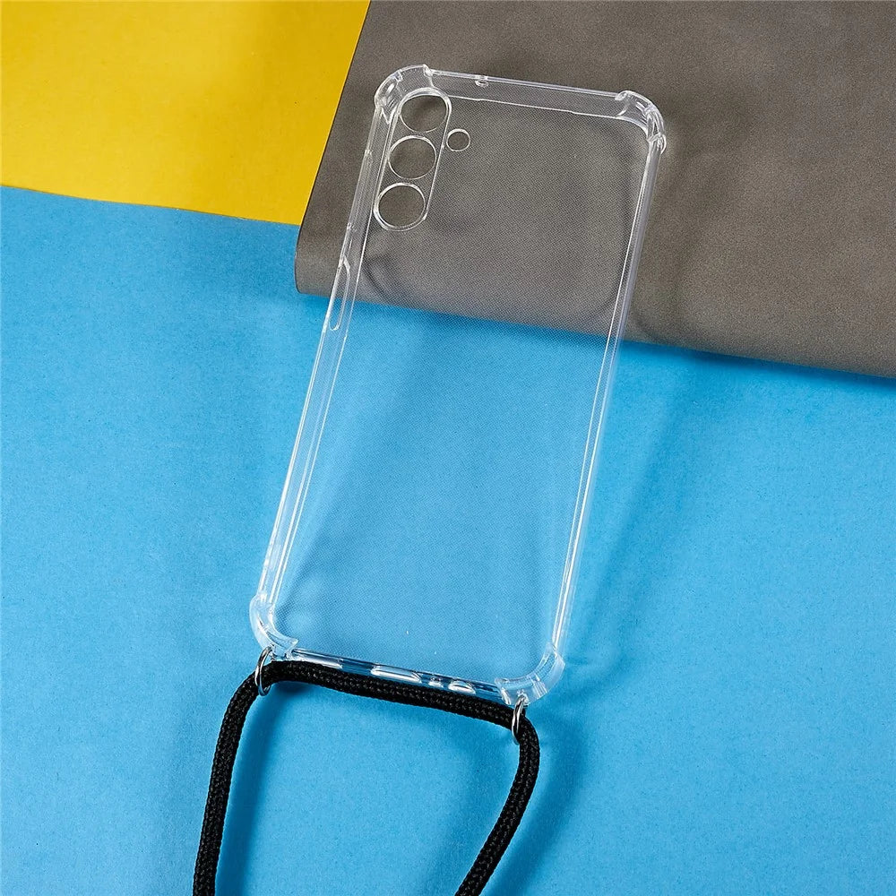 For Samsung Galaxy A54 5G Phone Back Cover HD Clear Four Corner Shock-absorbing Soft TPU Case with Lanyard - 2