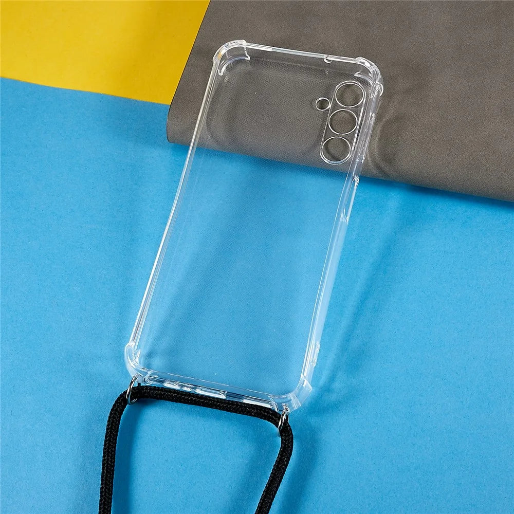 For Samsung Galaxy A54 5G Phone Back Cover HD Clear Four Corner Shock-absorbing Soft TPU Case with Lanyard - 4