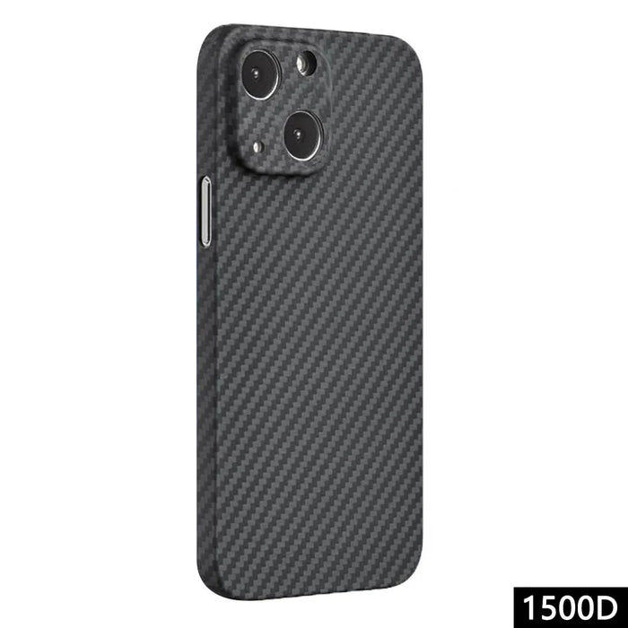 For iPhone 14 Precise Cutout 1500D Coarse Texture Aramid Fiber Back Case Anti-fingerprint Protective Cover - Matte Black - 1