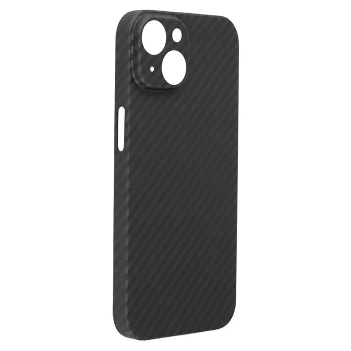For iPhone 14 Precise Cutout 1500D Coarse Texture Aramid Fiber Back Case Anti-fingerprint Protective Cover - Matte Black - 4