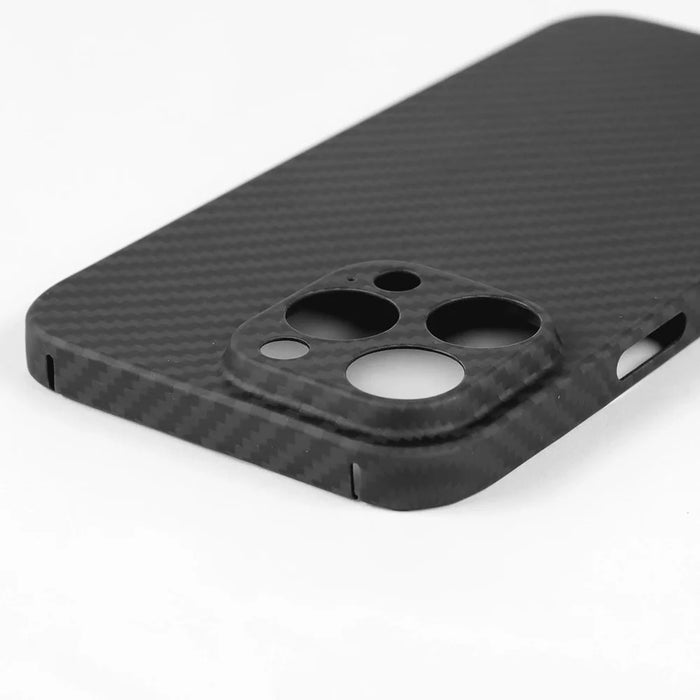 For iPhone 14 Precise Cutout 1500D Coarse Texture Aramid Fiber Back Case Anti-fingerprint Protective Cover - Matte Black - 7