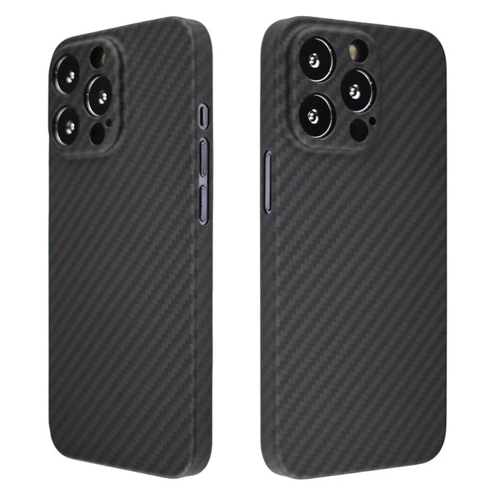 For iPhone 14 Pro Mobile Phone Cover Fall Resistant 1500D Coarse Texture Aramid Fiber Back Case - Matte Black - 2