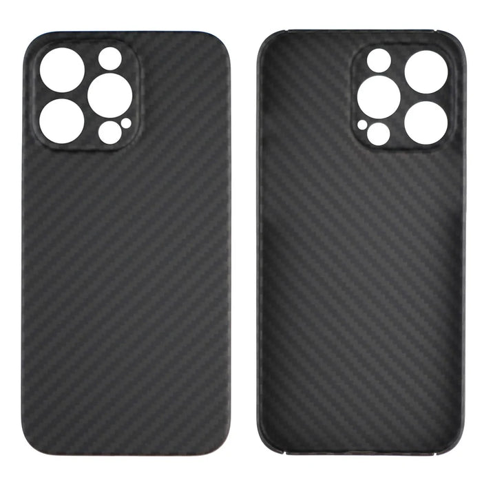 For iPhone 14 Pro Mobile Phone Cover Fall Resistant 1500D Coarse Texture Aramid Fiber Back Case - Matte Black - 3