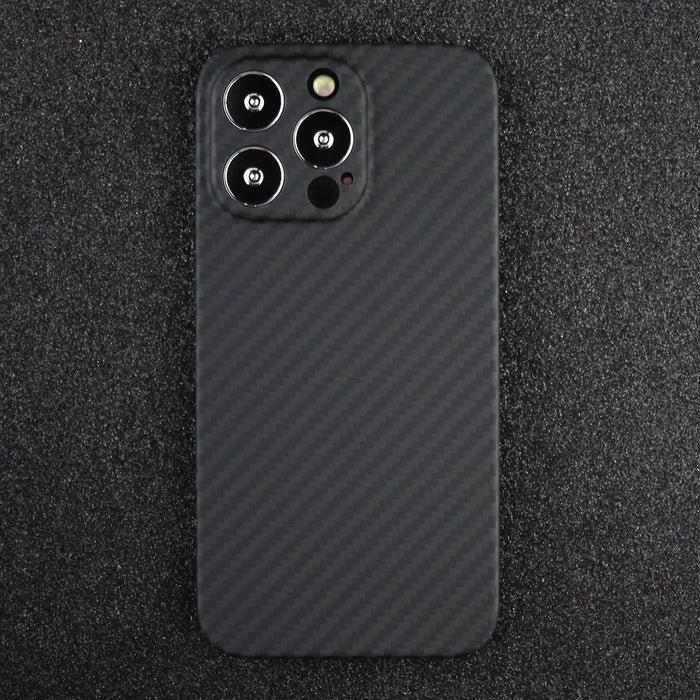 For iPhone 14 Pro Mobile Phone Cover Fall Resistant 1500D Coarse Texture Aramid Fiber Back Case - Matte Black - 4