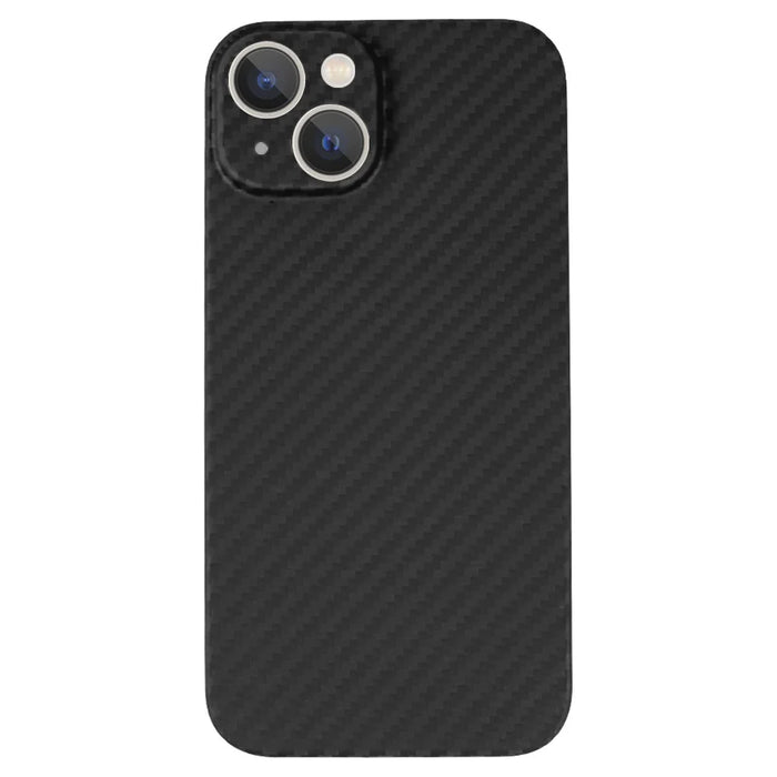 For iPhone 14 Plus Mobile Phone Cover Anti-collision 1500D Coarse Texture Aramid Fiber Back Case - Matte Black - 2