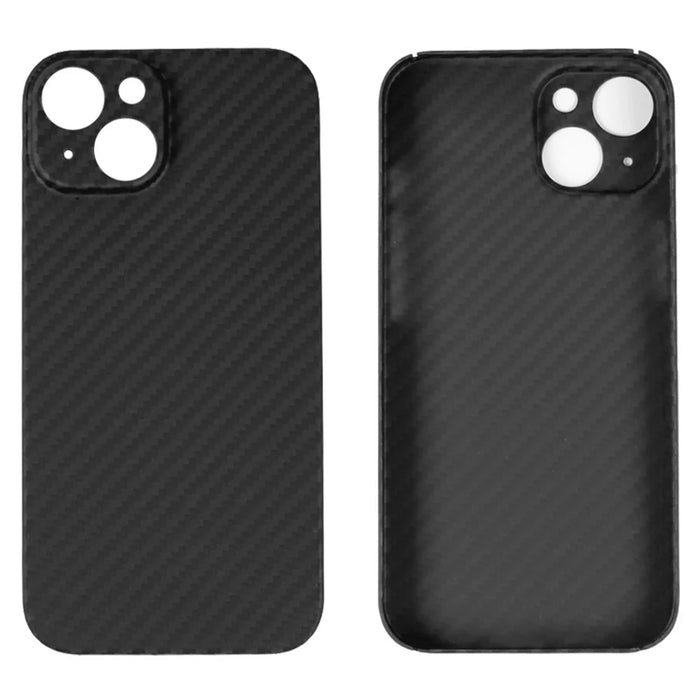 For iPhone 14 Plus Mobile Phone Cover Anti-collision 1500D Coarse Texture Aramid Fiber Back Case - Matte Black - 3