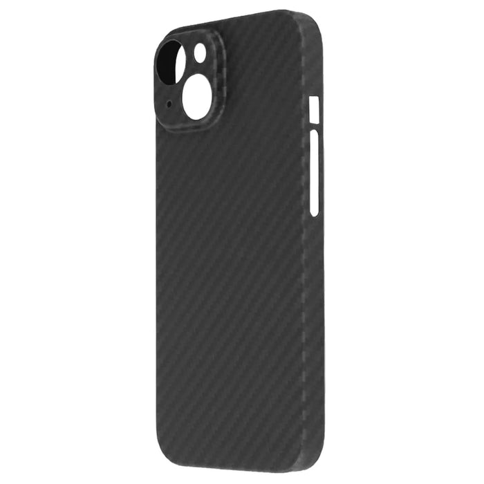 For iPhone 14 Plus Mobile Phone Cover Anti-collision 1500D Coarse Texture Aramid Fiber Back Case - Matte Black - 5