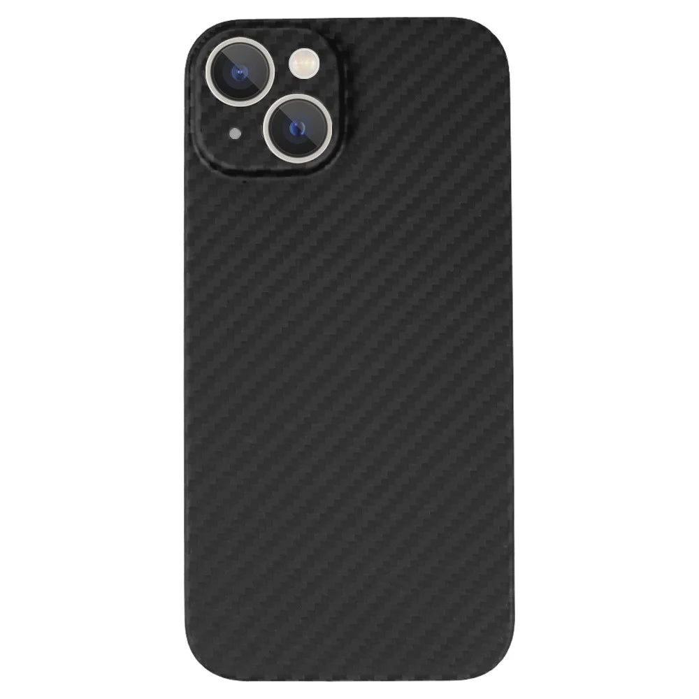 For iPhone 13 6.1 inch Phone Cover Anti-collision 1500D Coarse Texture Aramid Fiber Back Case - Matte Black - 2
