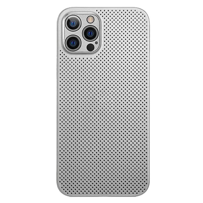 For iPhone 14 Pro Max Anti-drop Breathable Hollow Hole Heat Dissipation Mesh Back Cover Ultra Thin PP Phone Case - White - 1