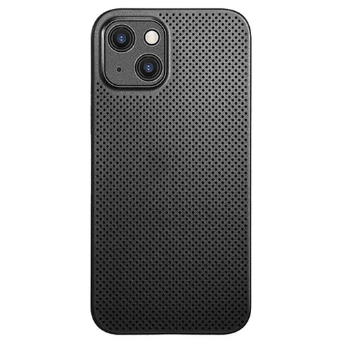 Bump Proof PP Phone Case for iPhone 14 Plus, Ultra Thin Heat Dissipation Breathable Hollow Hole Mesh Back Cover - Black - 1
