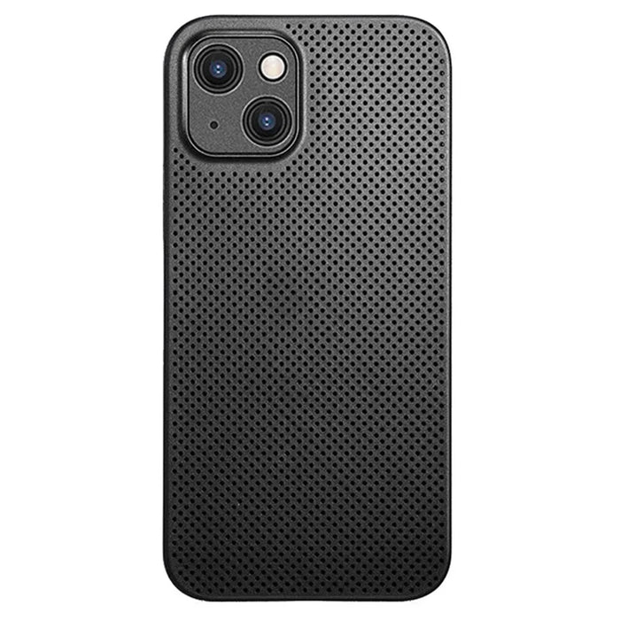 Bump Proof PP Phone Case for iPhone 14 Plus, Ultra Thin Heat Dissipation Breathable Hollow Hole Mesh Back Cover - Black - 1