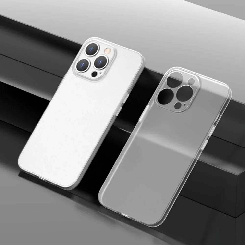 For iPhone 14 Pro Max Anti-Drop Cell Phone Case Ultra Thin Matte PP Back Cover - Transparent White - 2