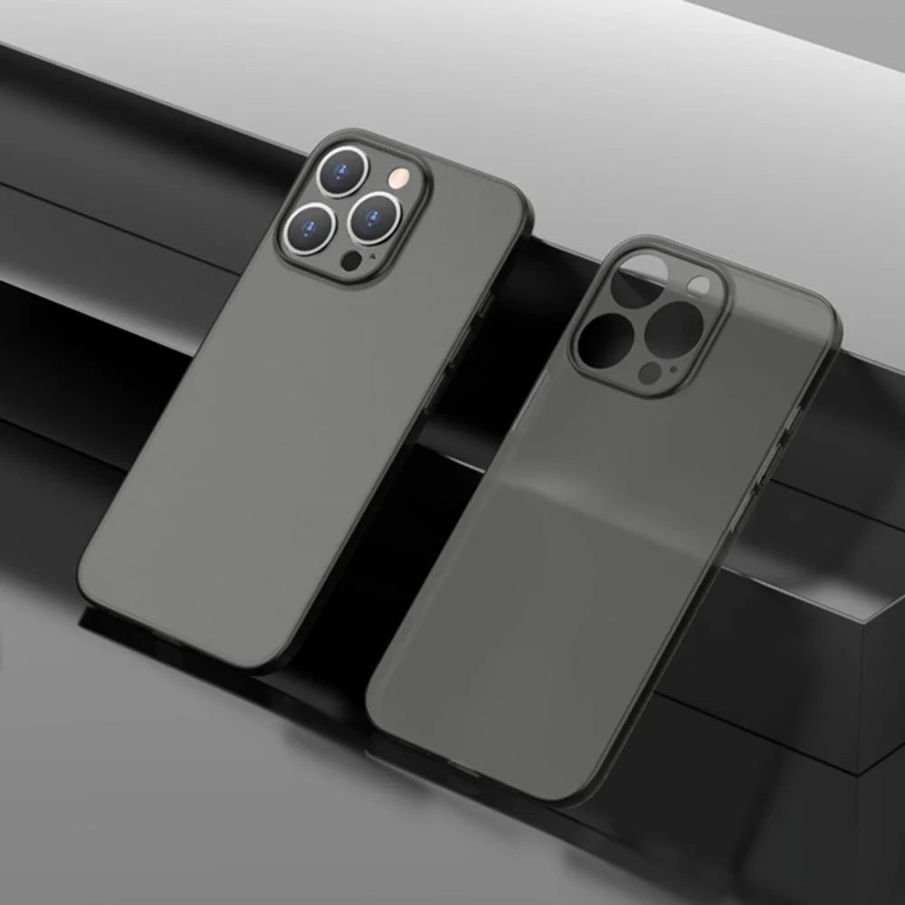 Matte Phone Case for iPhone 14 Pro, Ultra Slim Anti-Scratch PP Back Cover - Transparent Black - 2