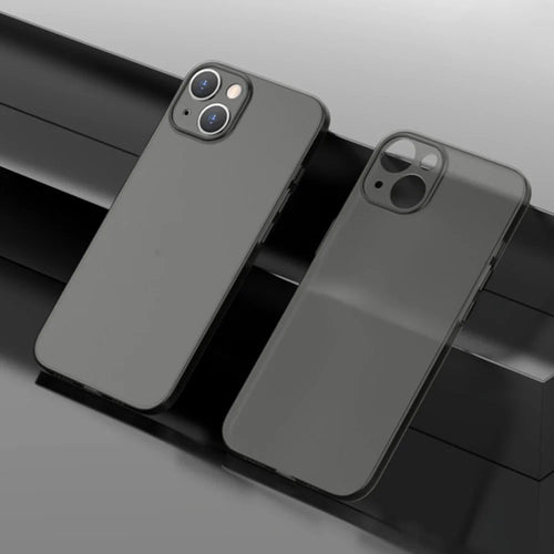 Ultra Thin PP Case for iPhone 14 Plus, Matte Finish Drop-Proof Cell Phone Cover - Transparent Black - 1