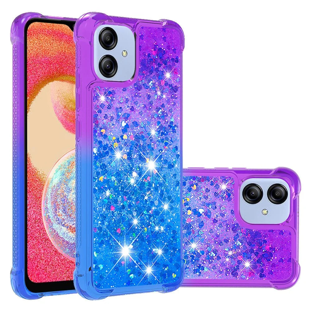 For Samsung Galaxy A04e 4G / F04 4G / M04 4G TPU Case Gradient Quicksand Phone Back Cover -  Purple  /  Sky Blue - 2