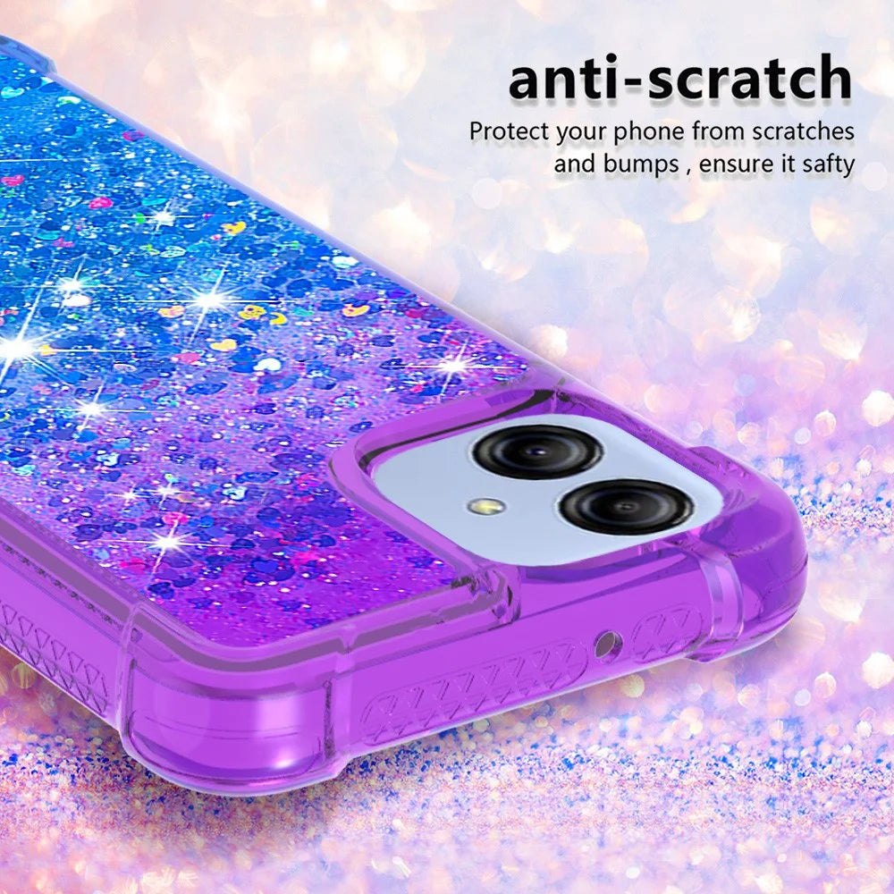 For Samsung Galaxy A04e 4G / F04 4G / M04 4G TPU Case Gradient Quicksand Phone Back Cover -  Purple  /  Sky Blue - 4
