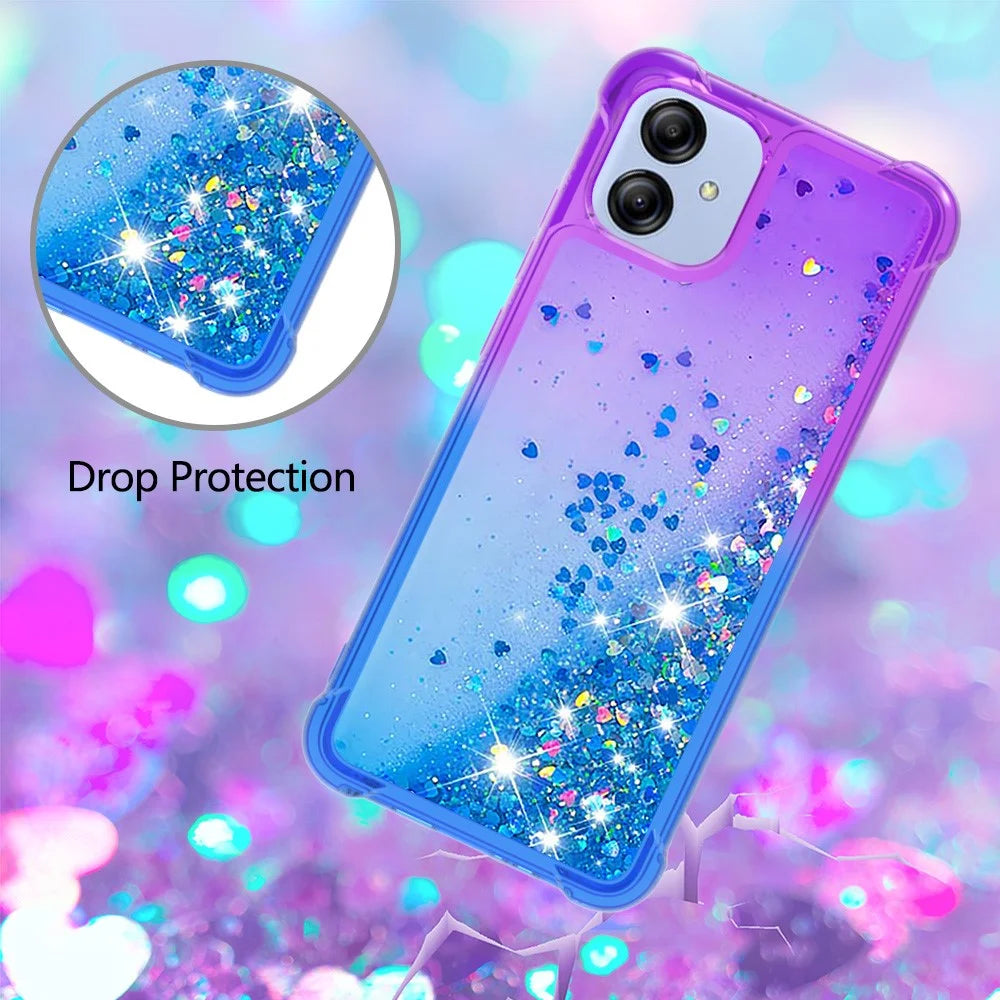 For Samsung Galaxy A04e 4G / F04 4G / M04 4G TPU Case Gradient Quicksand Phone Back Cover -  Purple  /  Sky Blue - 5