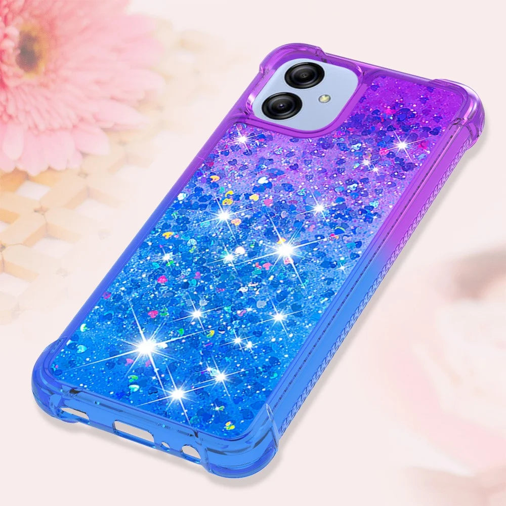 For Samsung Galaxy A04e 4G / F04 4G / M04 4G TPU Case Gradient Quicksand Phone Back Cover -  Purple  /  Sky Blue - 6