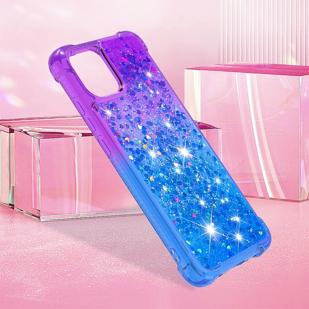 For Samsung Galaxy A04e 4G / F04 4G / M04 4G TPU Case Gradient Quicksand Phone Back Cover -  Purple  /  Sky Blue - 7