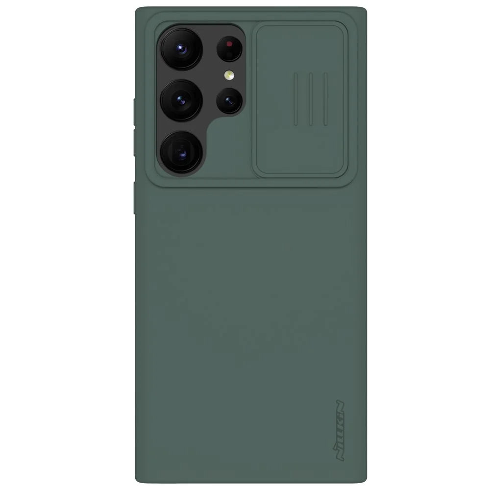 NILLKIN For Samsung Galaxy S23 Ultra Hard PC Soft Silicone Case Anti-scratch Phone Cover with Slide Camera Protector - Green - 1