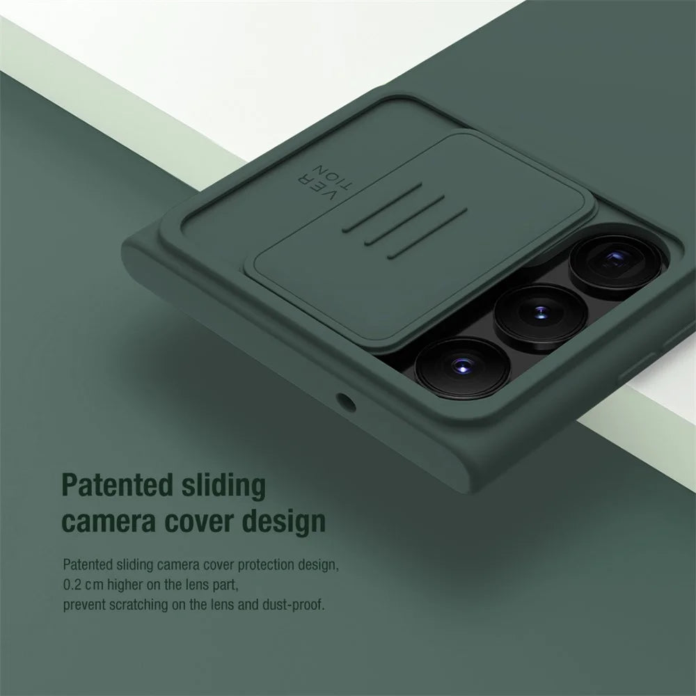 NILLKIN For Samsung Galaxy S23 Ultra Hard PC Soft Silicone Case Anti-scratch Phone Cover with Slide Camera Protector - Green - 4