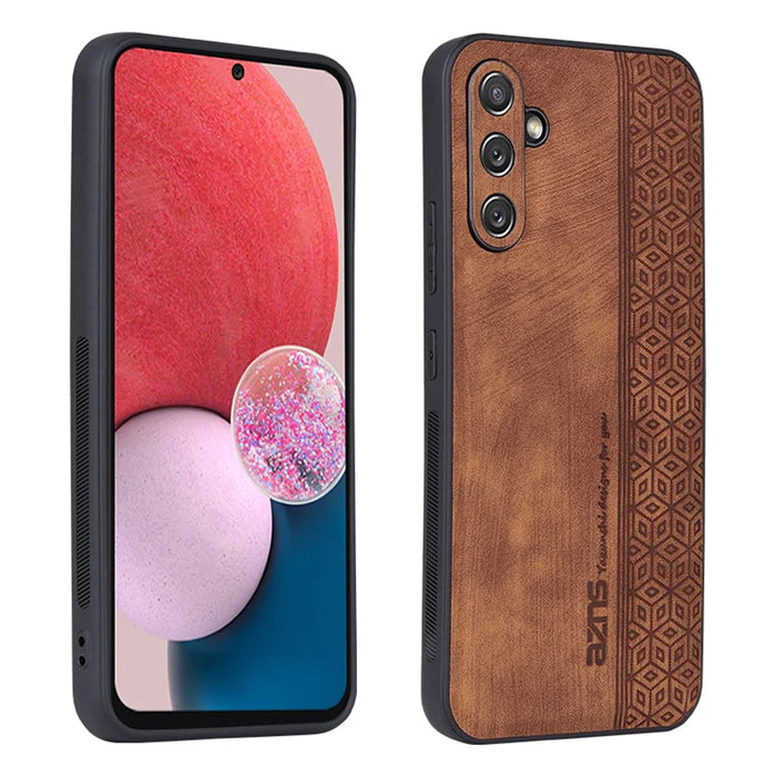 AZNS For Samsung Galaxy A34 5G Imprinted Pattern Protective Phone Case PU Leather Coated TPU Shockproof Back Cover - Brown - 1