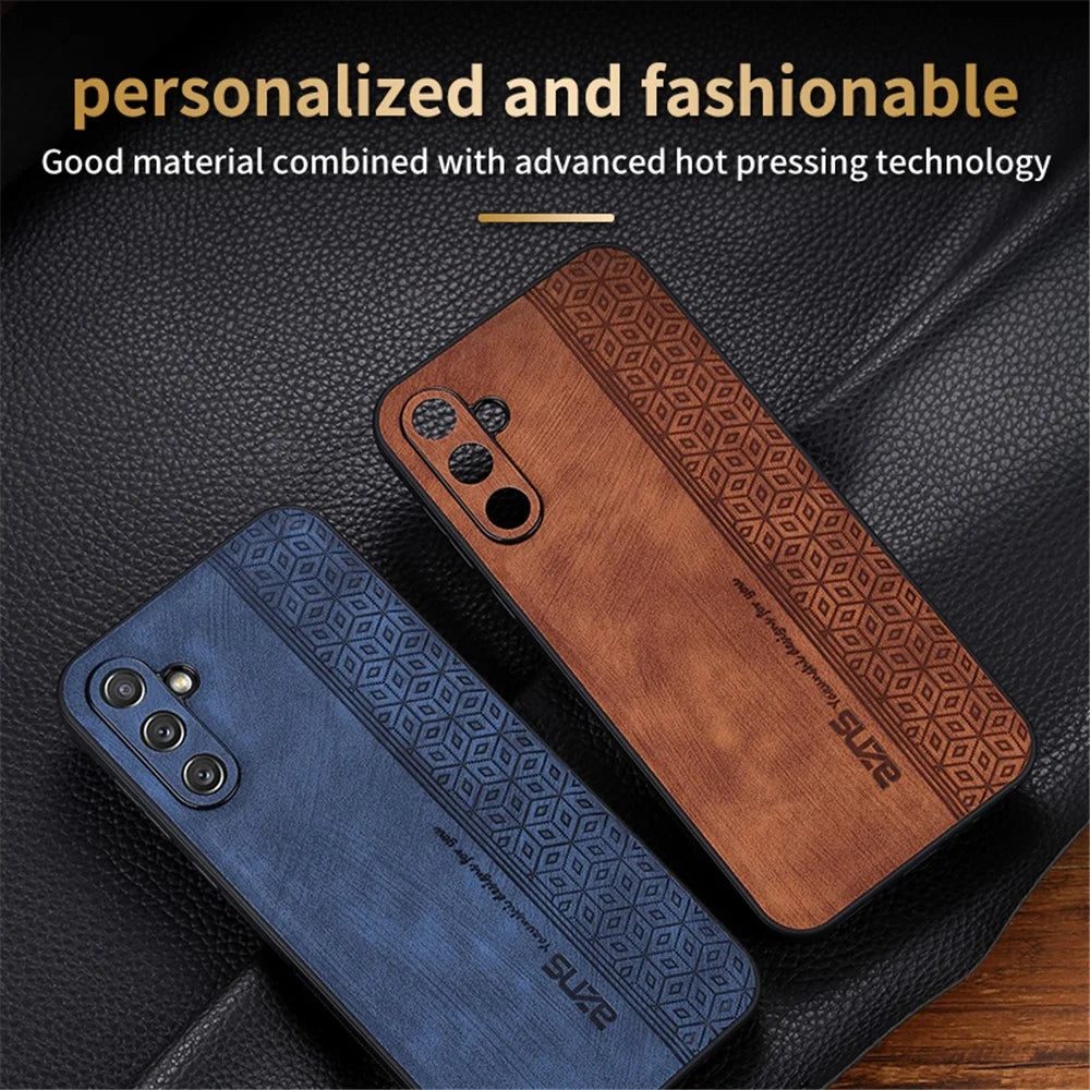 AZNS For Samsung Galaxy A34 5G Imprinted Pattern Protective Phone Case PU Leather Coated TPU Shockproof Back Cover - Brown - 4