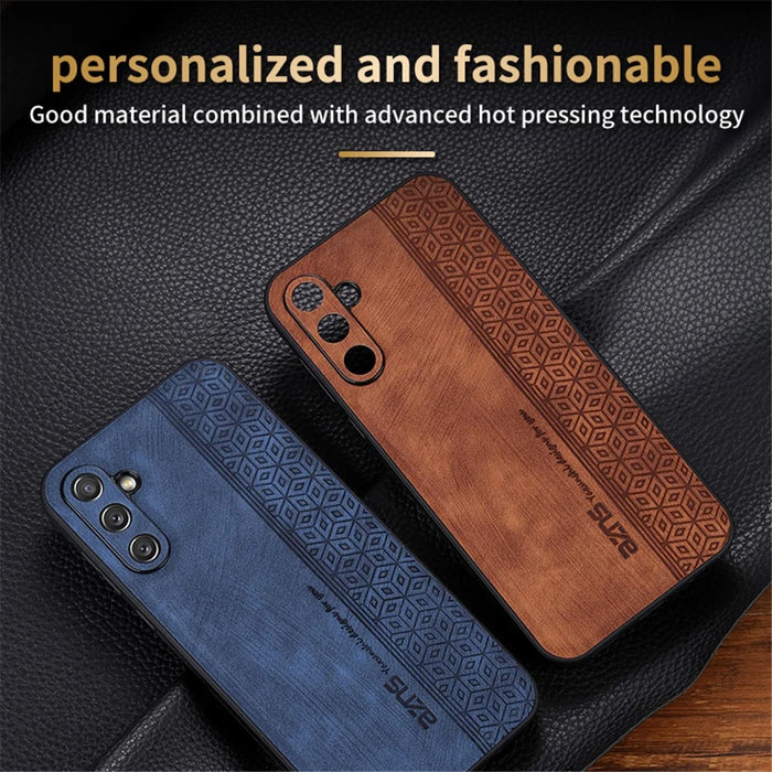 AZNS For Samsung Galaxy A34 5G Imprinted Pattern Protective Phone Case PU Leather Coated TPU Shockproof Back Cover - Brown - 4
