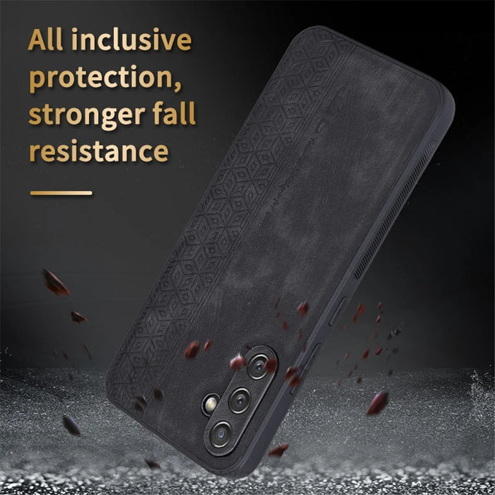 AZNS For Samsung Galaxy A34 5G Imprinted Pattern Protective Phone Case PU Leather Coated TPU Shockproof Back Cover - Brown - 5