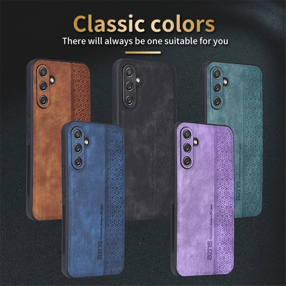AZNS For Samsung Galaxy A34 5G Imprinted Pattern Protective Phone Case PU Leather Coated TPU Shockproof Back Cover - Brown - 6