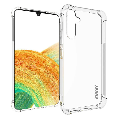 ENKAY HAT PRINCE For Samsung Galaxy A34 5G Transparent Phone Case with Anti-slip Strip Edge Clear TPU Shockproof Mobile Phone Cover - 1