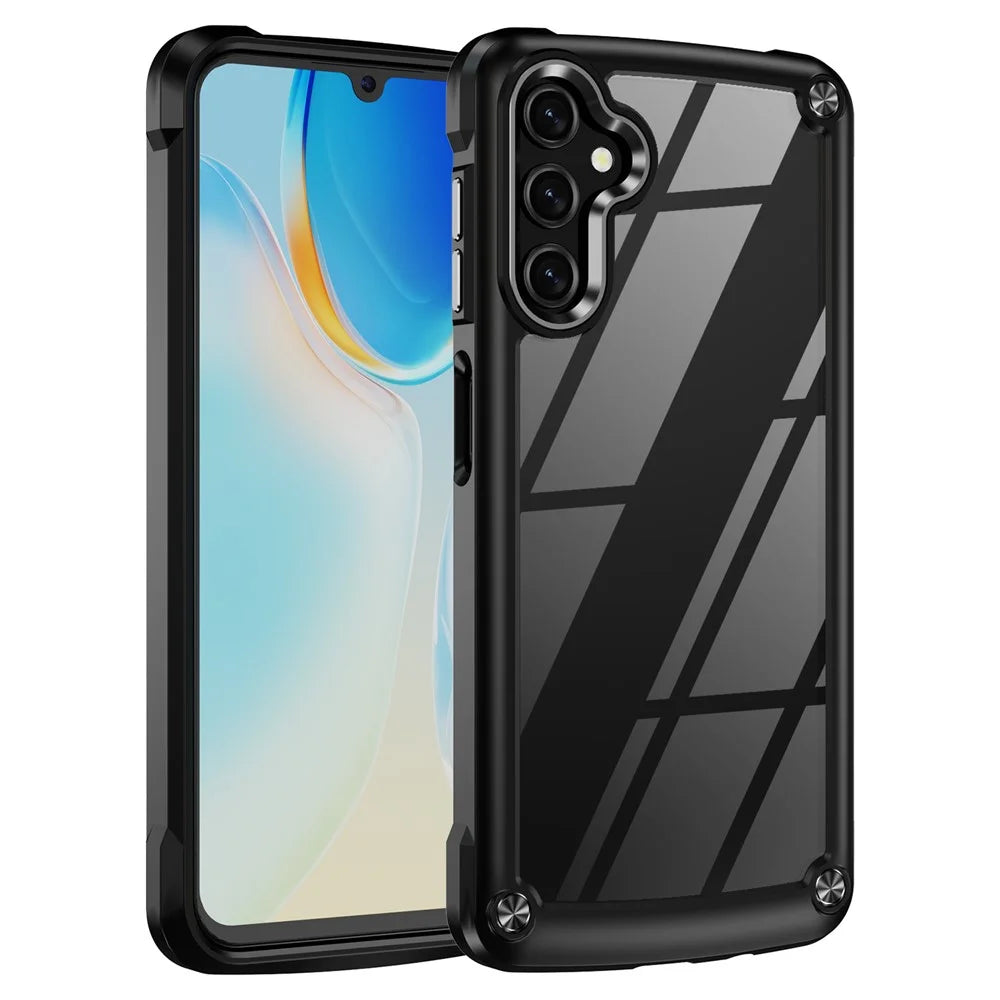 For Samsung Galaxy A14 5G / A14 4G Anti-drop Protective Cover PC + TPU Electroplating Anti-scratch Phone Back Case - Black - 1