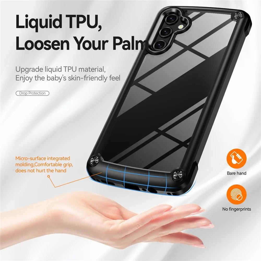 For Samsung Galaxy A14 5G / A14 4G Anti-drop Protective Cover PC + TPU Electroplating Anti-scratch Phone Back Case - Black - 3