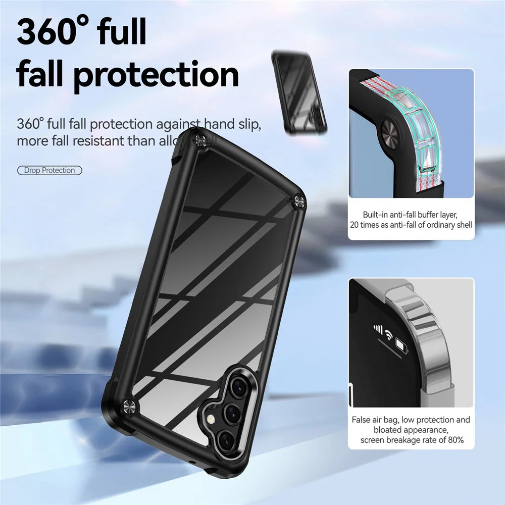 For Samsung Galaxy A14 5G / A14 4G Anti-drop Protective Cover PC + TPU Electroplating Anti-scratch Phone Back Case - Black - 5