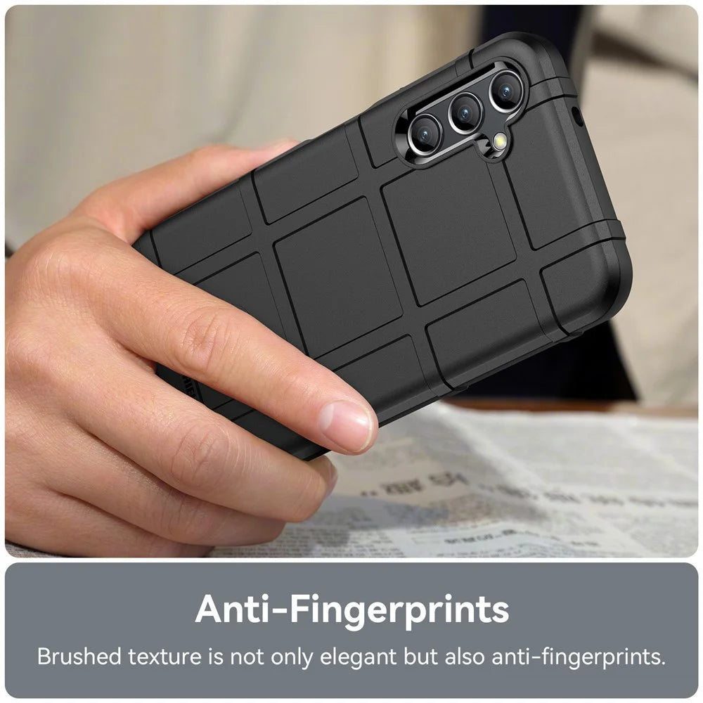 Smartphone Protective Case for Samsung Galaxy A14 4G / 5G, Fall Proof Rugged Square Grid Texture Shockproof Soft TPU Case - Black - 5