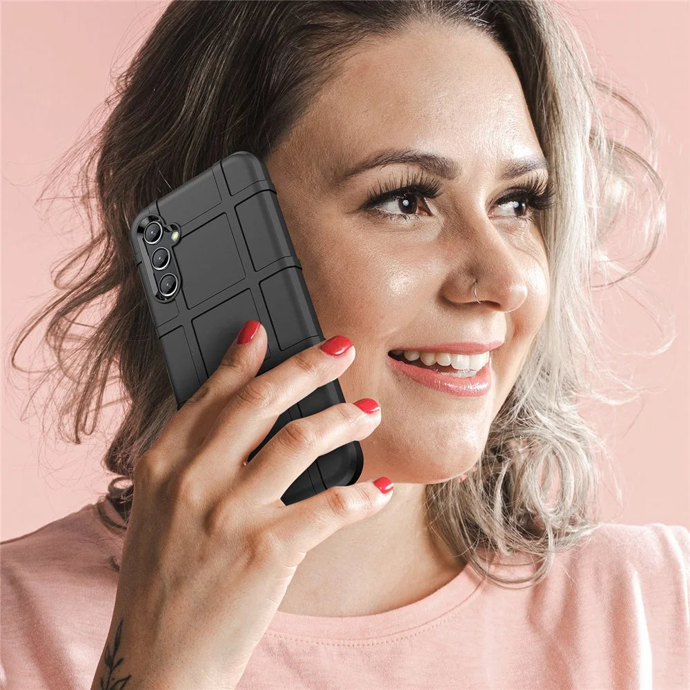 Smartphone Protective Case for Samsung Galaxy A14 4G / 5G, Fall Proof Rugged Square Grid Texture Shockproof Soft TPU Case - Black - 7