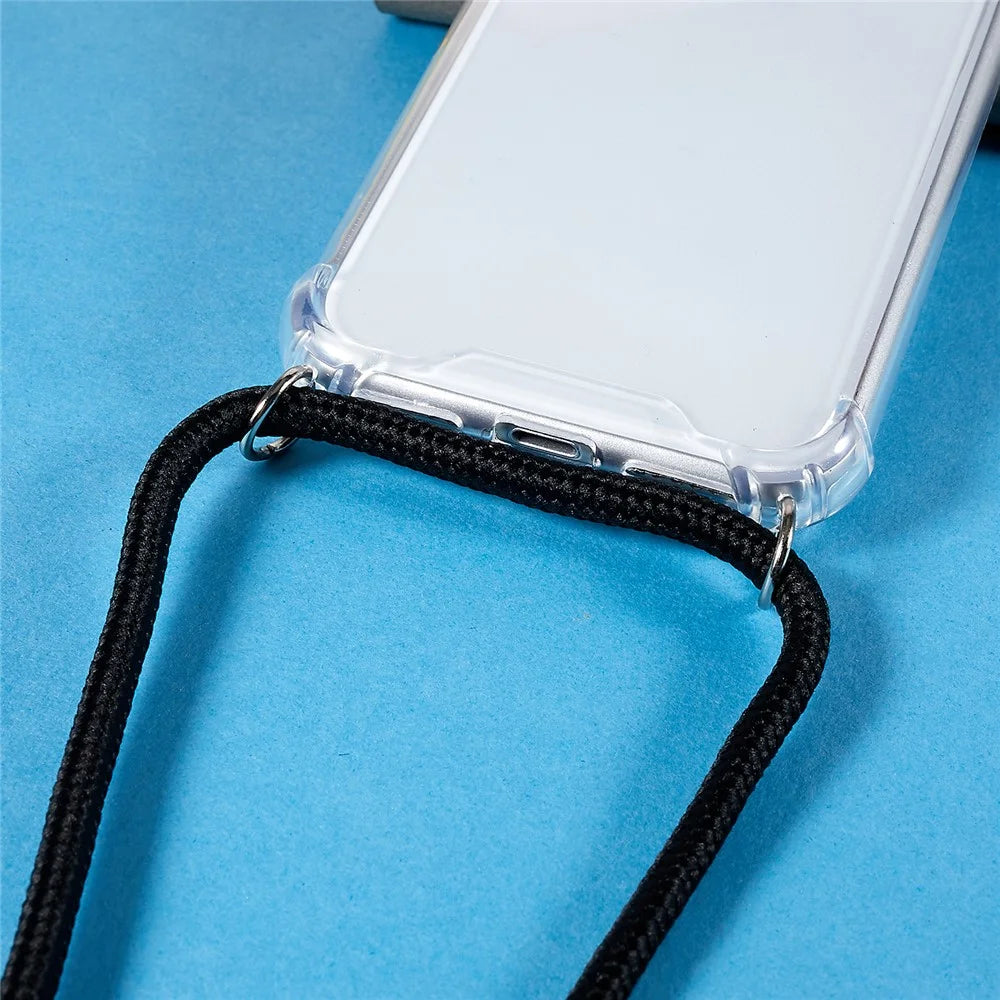 Phone Back Cover for iPhone 7 / 8 / SE (2020) / SE (2022), HD Clear Four Corner Shockproof TPU Case with Lanyard - 4