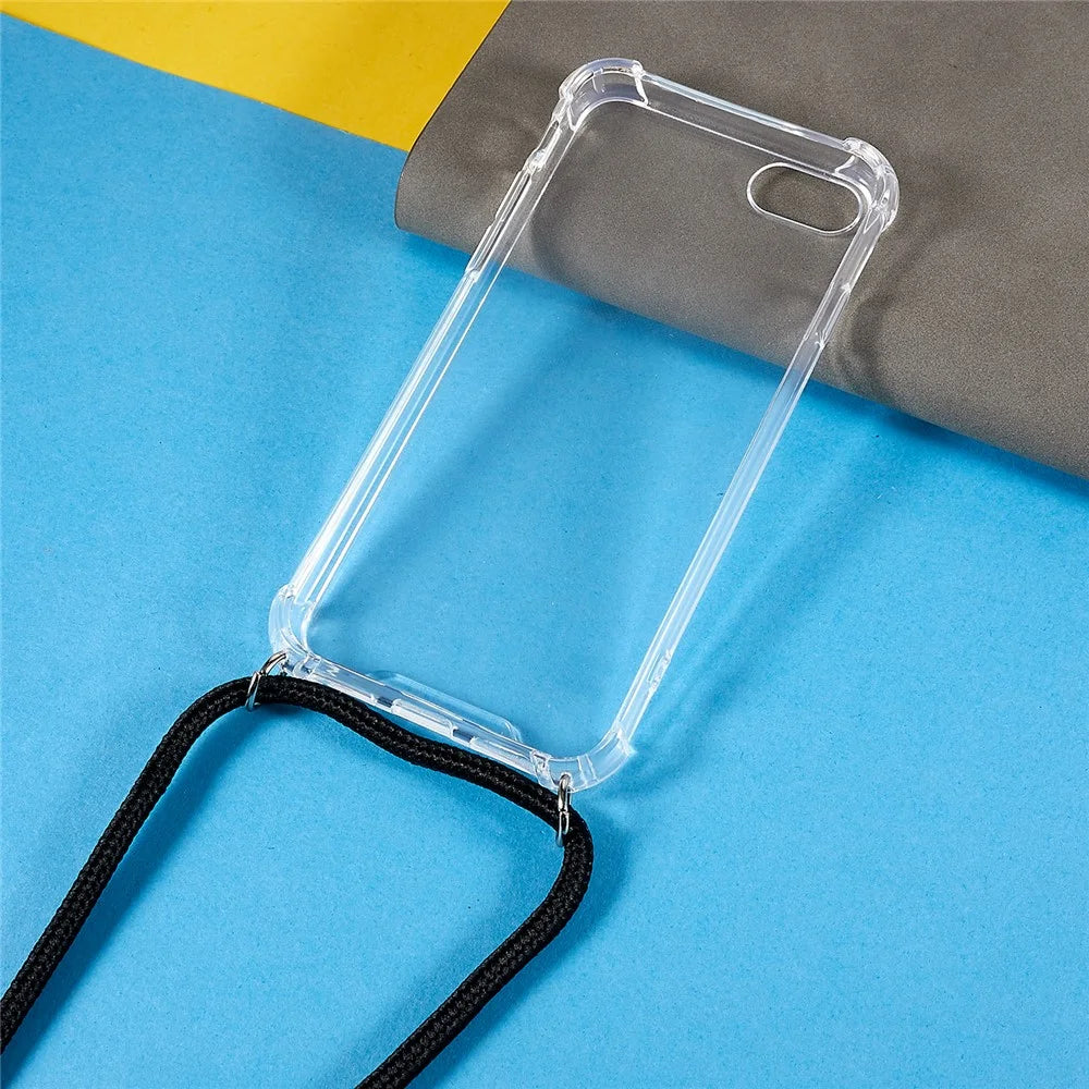 Phone Back Cover for iPhone 7 / 8 / SE (2020) / SE (2022), HD Clear Four Corner Shockproof TPU Case with Lanyard - 5