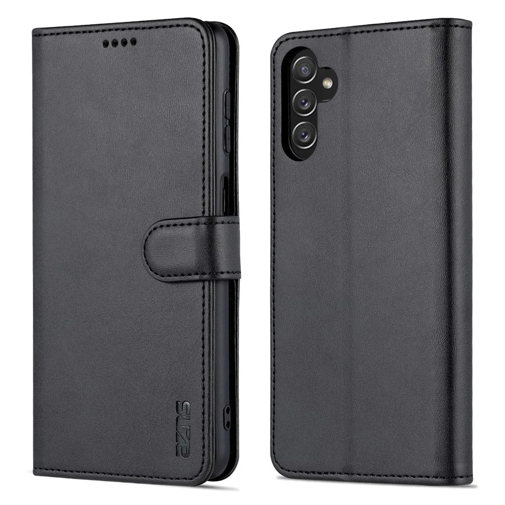 AZNS For Samsung Galaxy A14 5G / A14 4G Anti-drop Magnetic Clasp Phone Case PU Leather Flip Wallet Cover Protective Phone Shell with Stand - Black - 1