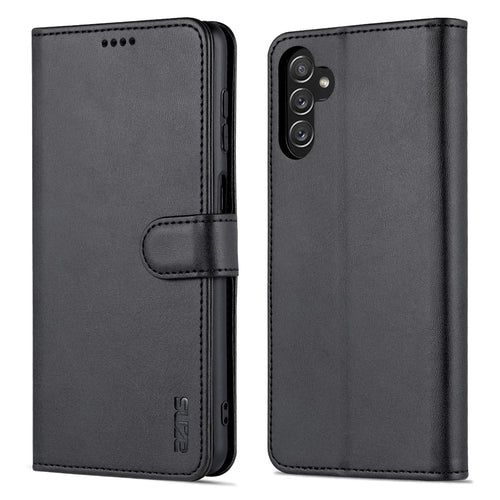 AZNS For Samsung Galaxy A14 5G / A14 4G Anti-drop Magnetic Clasp Phone Case PU Leather Flip Wallet Cover Protective Phone Shell with Stand - Black - 1