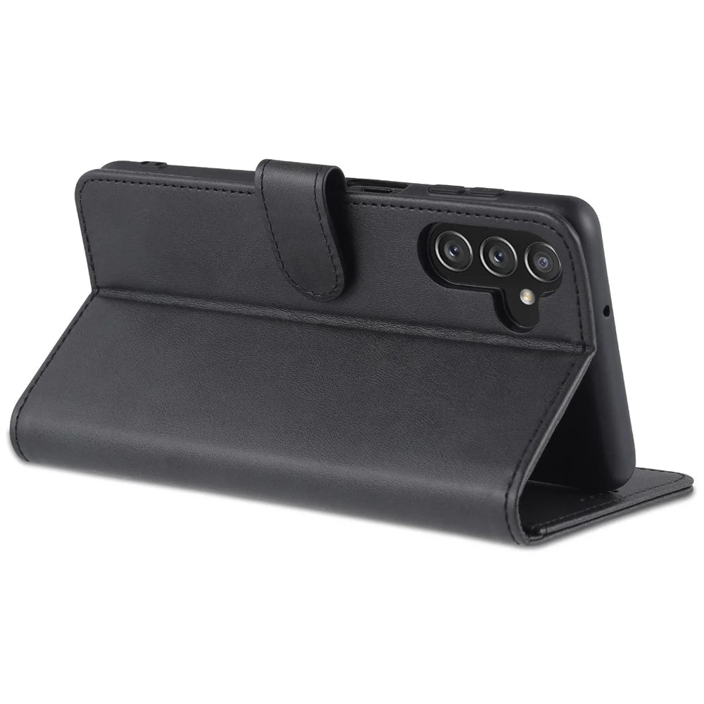 AZNS For Samsung Galaxy A14 5G / A14 4G Anti-drop Magnetic Clasp Phone Case PU Leather Flip Wallet Cover Protective Phone Shell with Stand - Black - 4