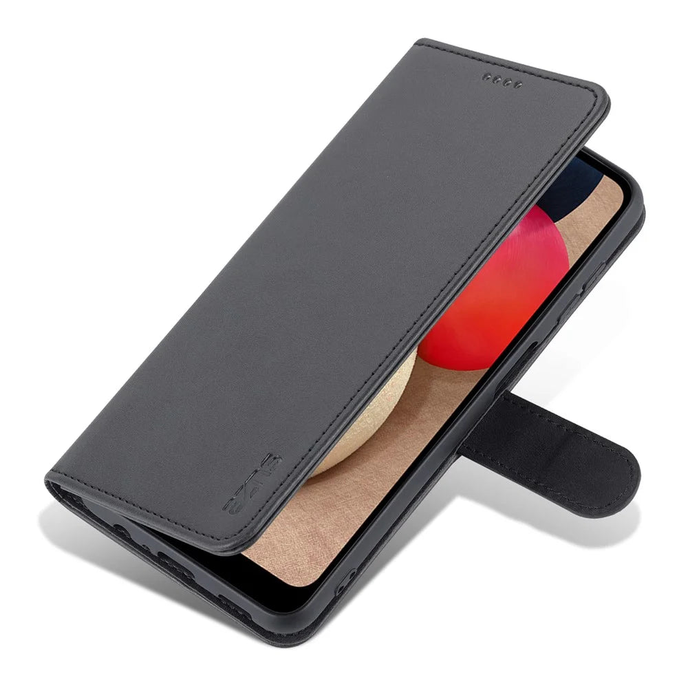 AZNS For Samsung Galaxy A14 5G / A14 4G Anti-drop Magnetic Clasp Phone Case PU Leather Flip Wallet Cover Protective Phone Shell with Stand - Black - 5