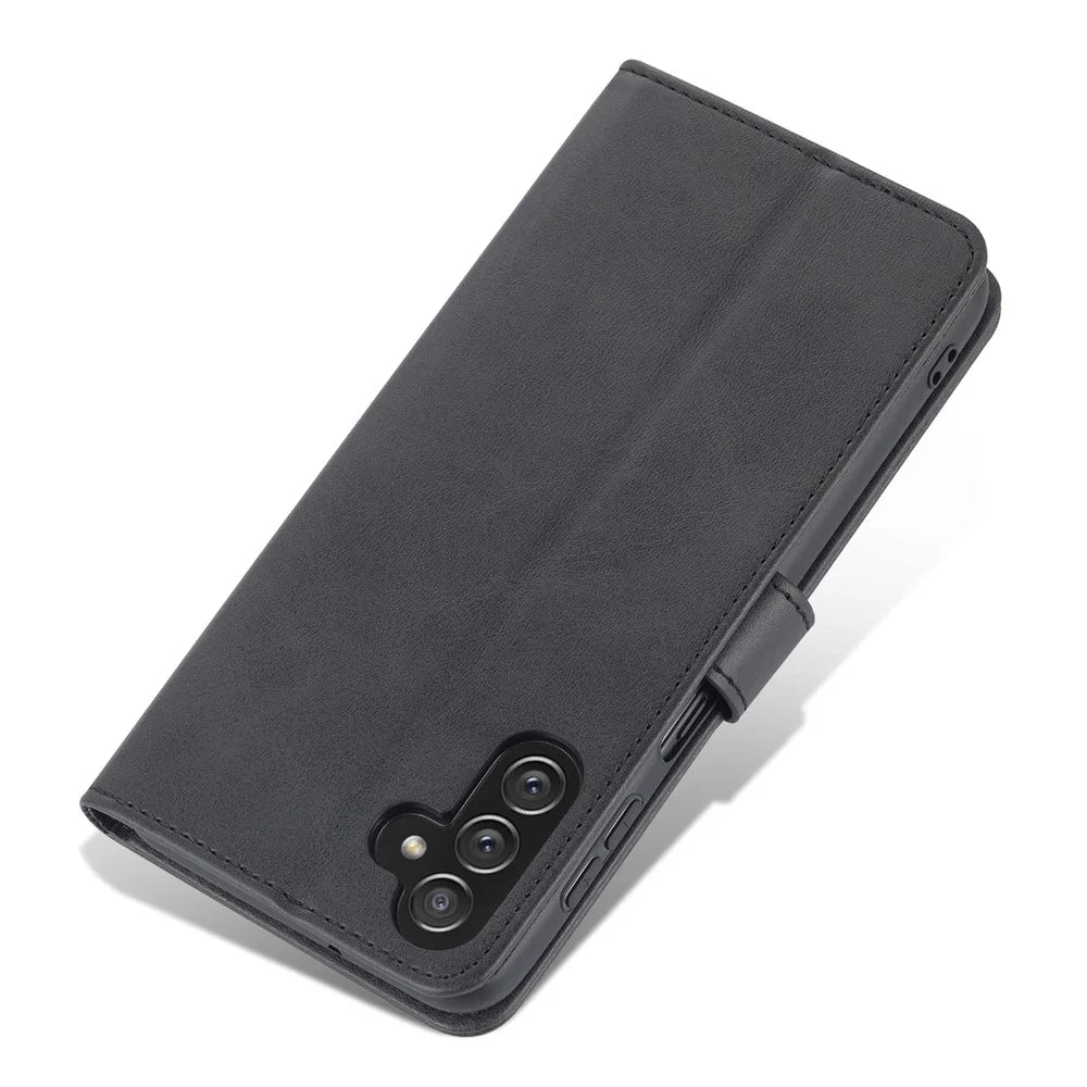 AZNS For Samsung Galaxy A14 5G / A14 4G Anti-drop Magnetic Clasp Phone Case PU Leather Flip Wallet Cover Protective Phone Shell with Stand - Black - 7