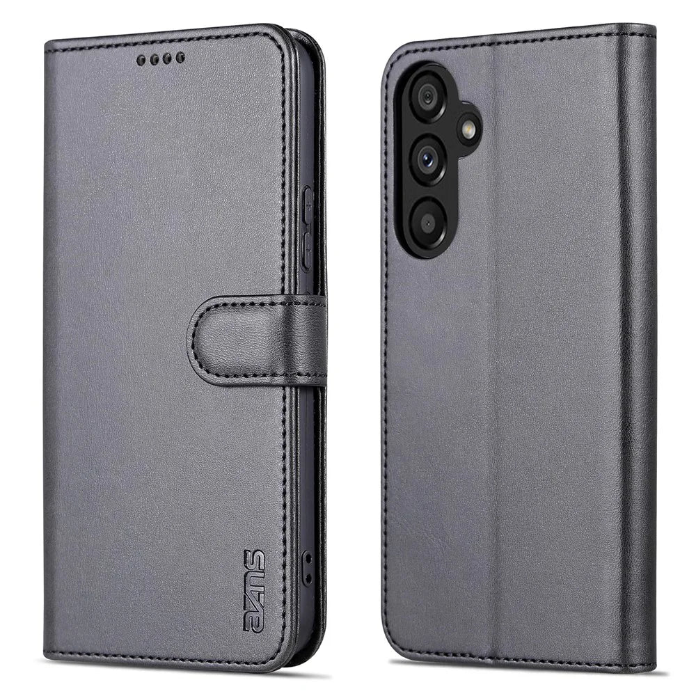 AZNS For Samsung Galaxy A34 5G Shockproof Phone Case Protective Magnetic Flip Leather Wallet Cover with Stand - Black - 1