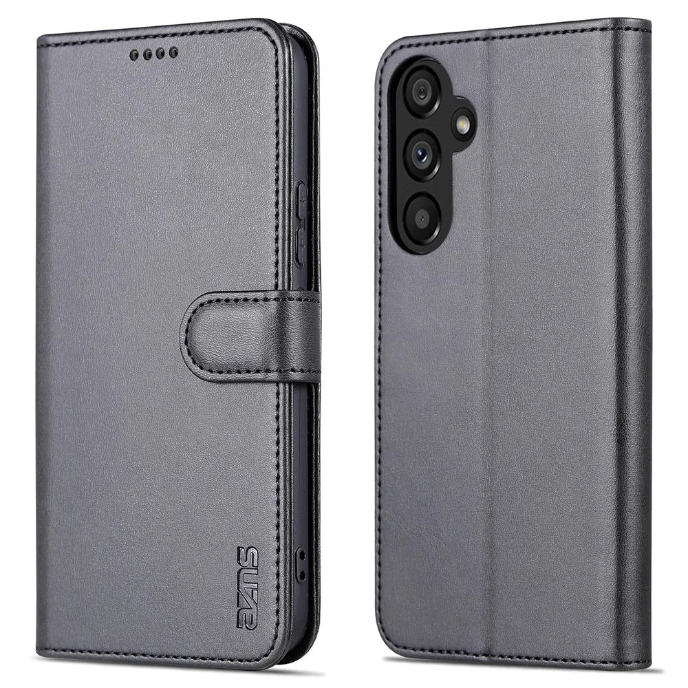 AZNS For Samsung Galaxy A54 5G Magnetic Clasp Phone Case PU Leather Wallet Cover Scratch-resistant Phone Shell with Stand - Black - 1