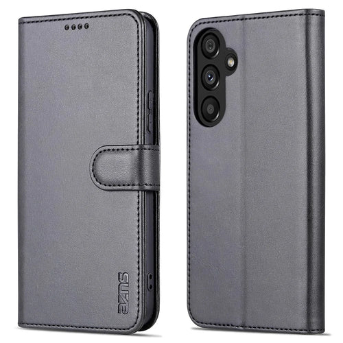 AZNS For Samsung Galaxy A54 5G Magnetic Clasp Phone Case PU Leather Wallet Cover Scratch-resistant Phone Shell with Stand - Black - 1